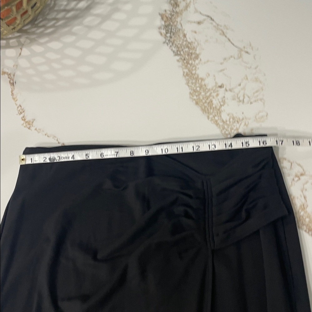 Halogen Black Maxi Skirt with Gathered Front and slit | L - Picture 9 of 9